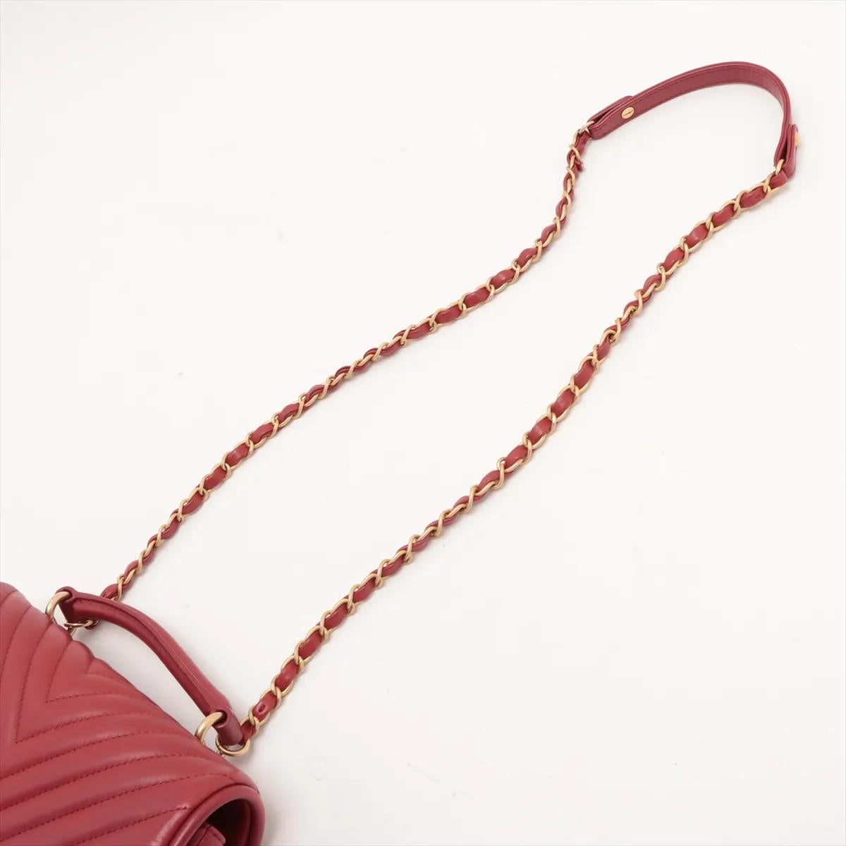 *Chanel CC Logo Stitch by Stitch in pelle di agnello a due vie Rosso 3
