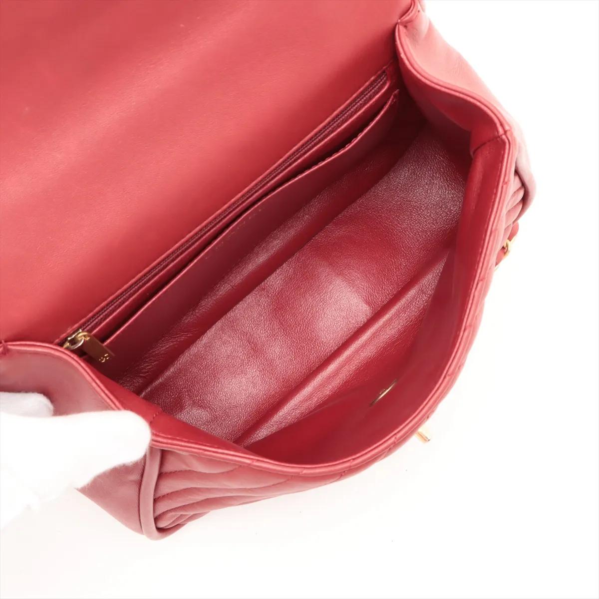 *Chanel CC Logo Stitch by Stitch in pelle di agnello a due vie Rosso 4
