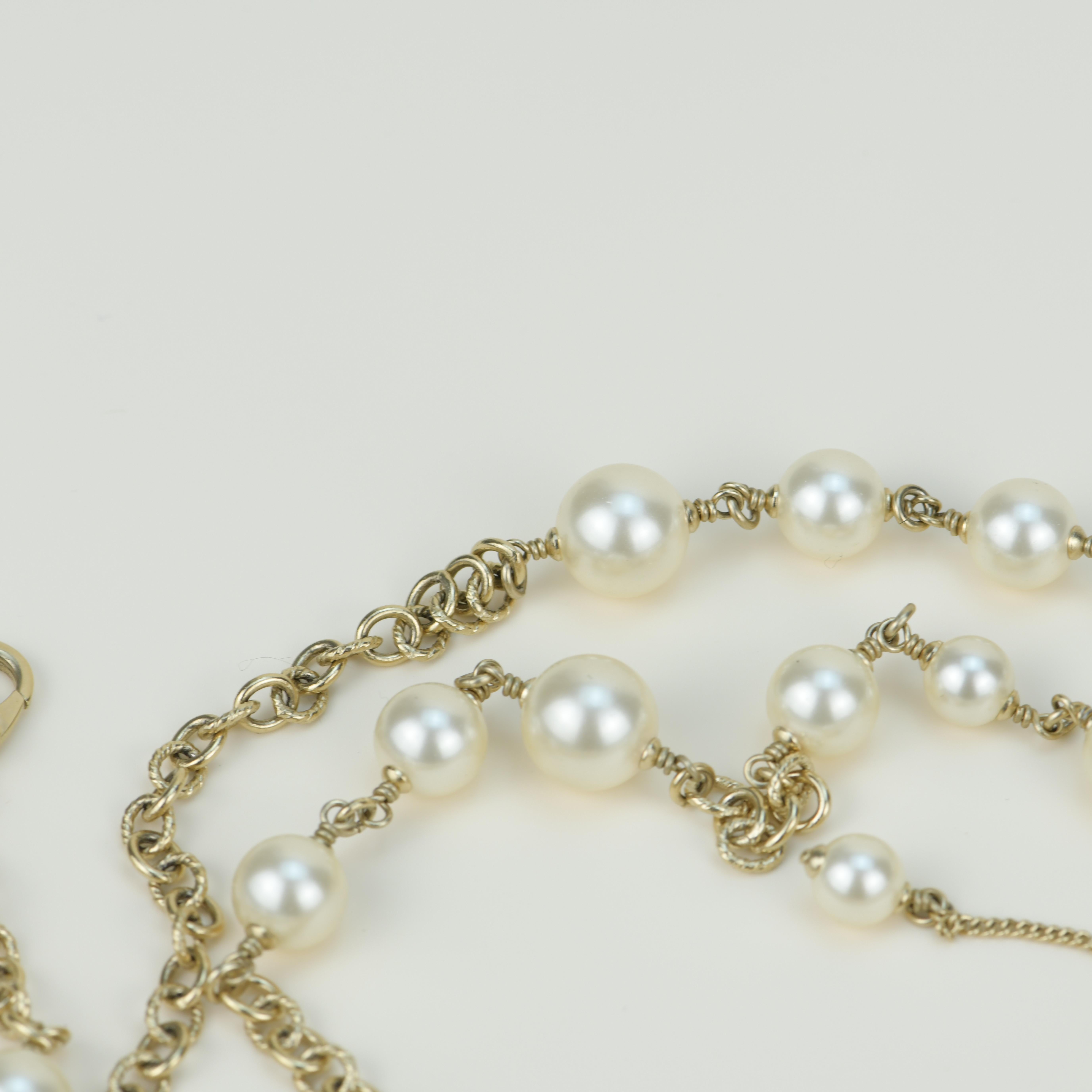 Chanel CC Logo White Pearl Long Necklace 6