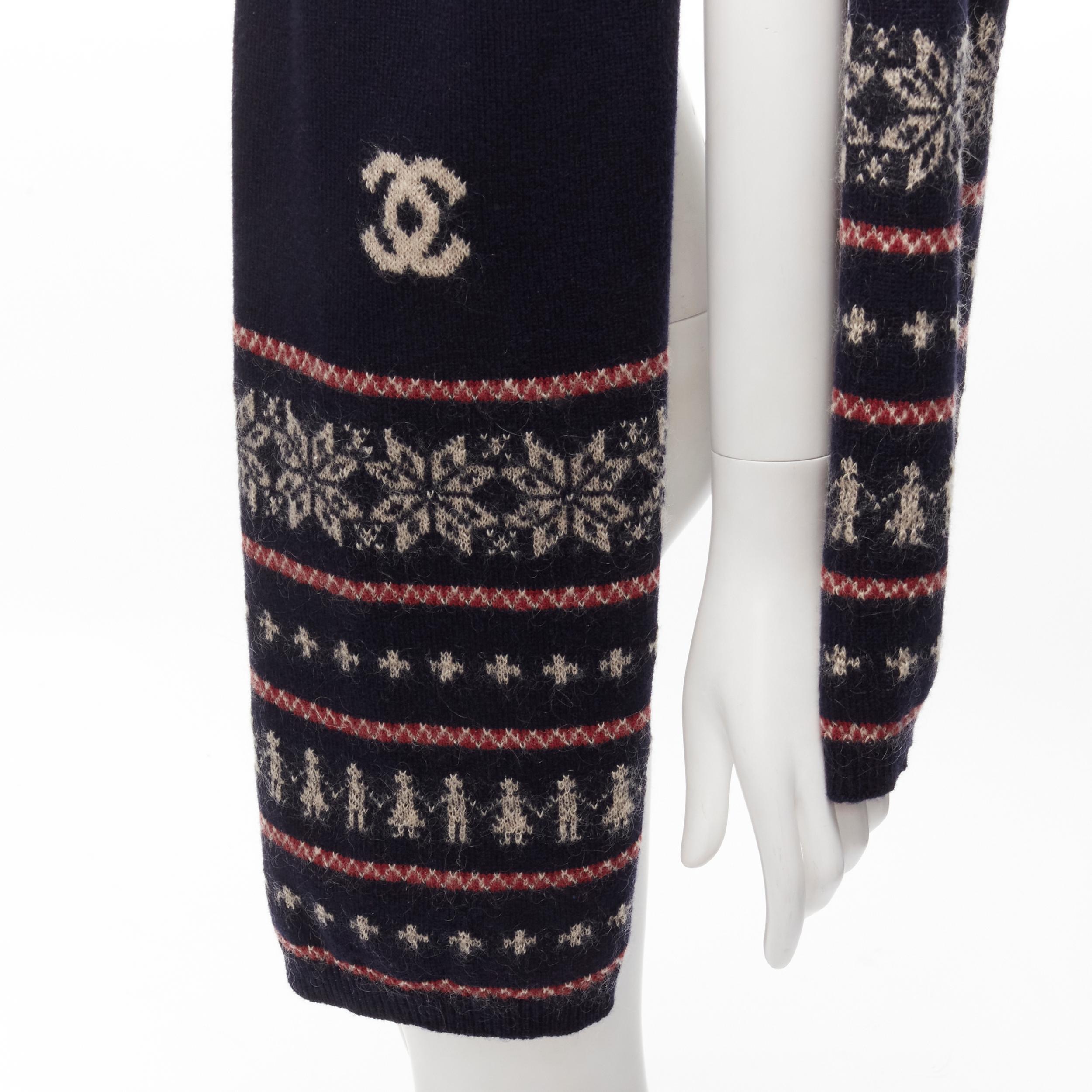 CHANEL CC logo wool cashmere mohair snowflake intarsia hooded muffler 3