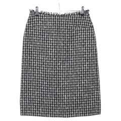Chanel CC Logo Wool Tweed Skirt Black