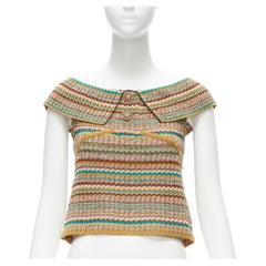 Chanel CC logo zip ethnique filigrane bouton pull off shoulder FR36 S