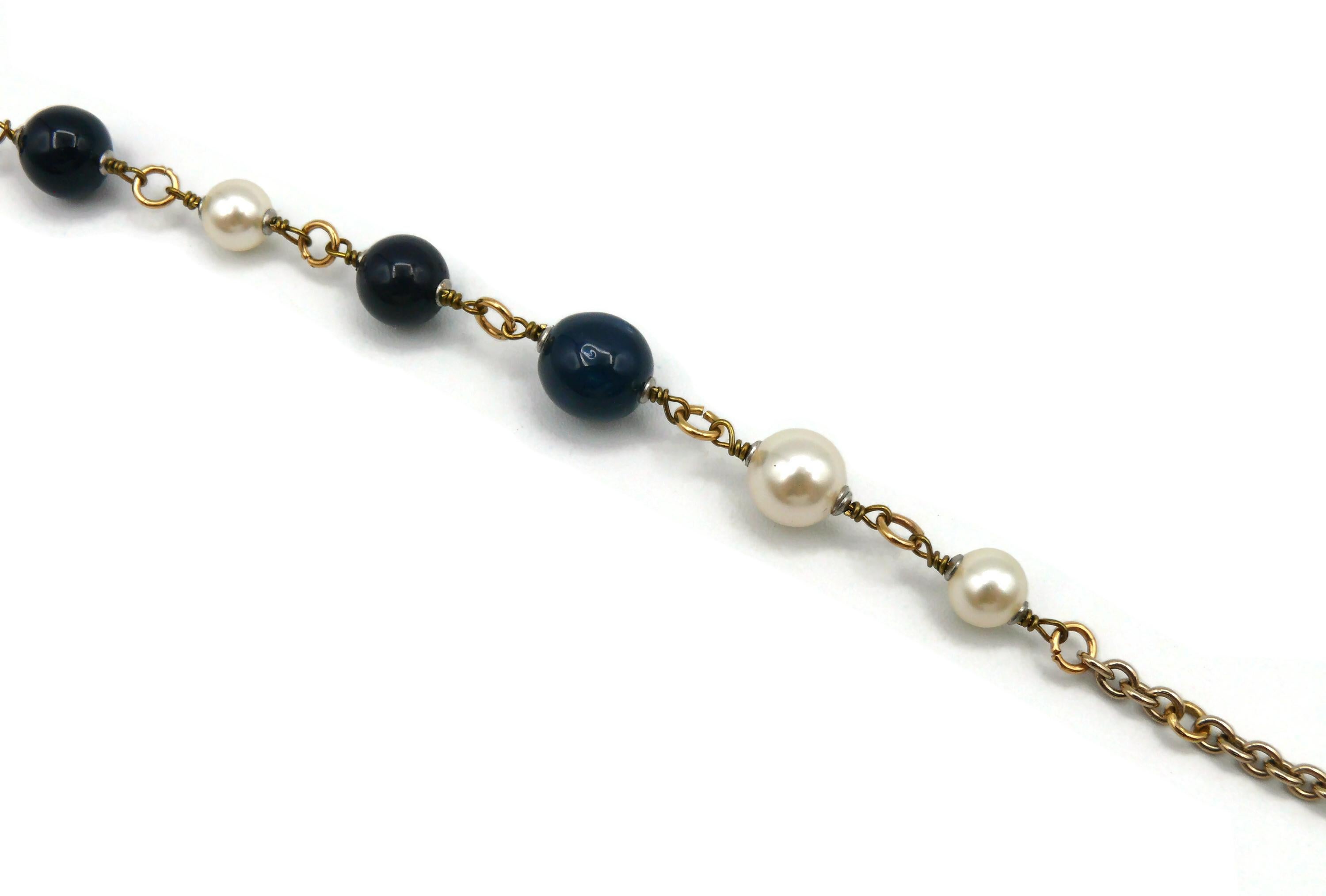 CHANEL CC Logos Faux Pearls, Black & Blue Resin Beads Necklace, 2016 4