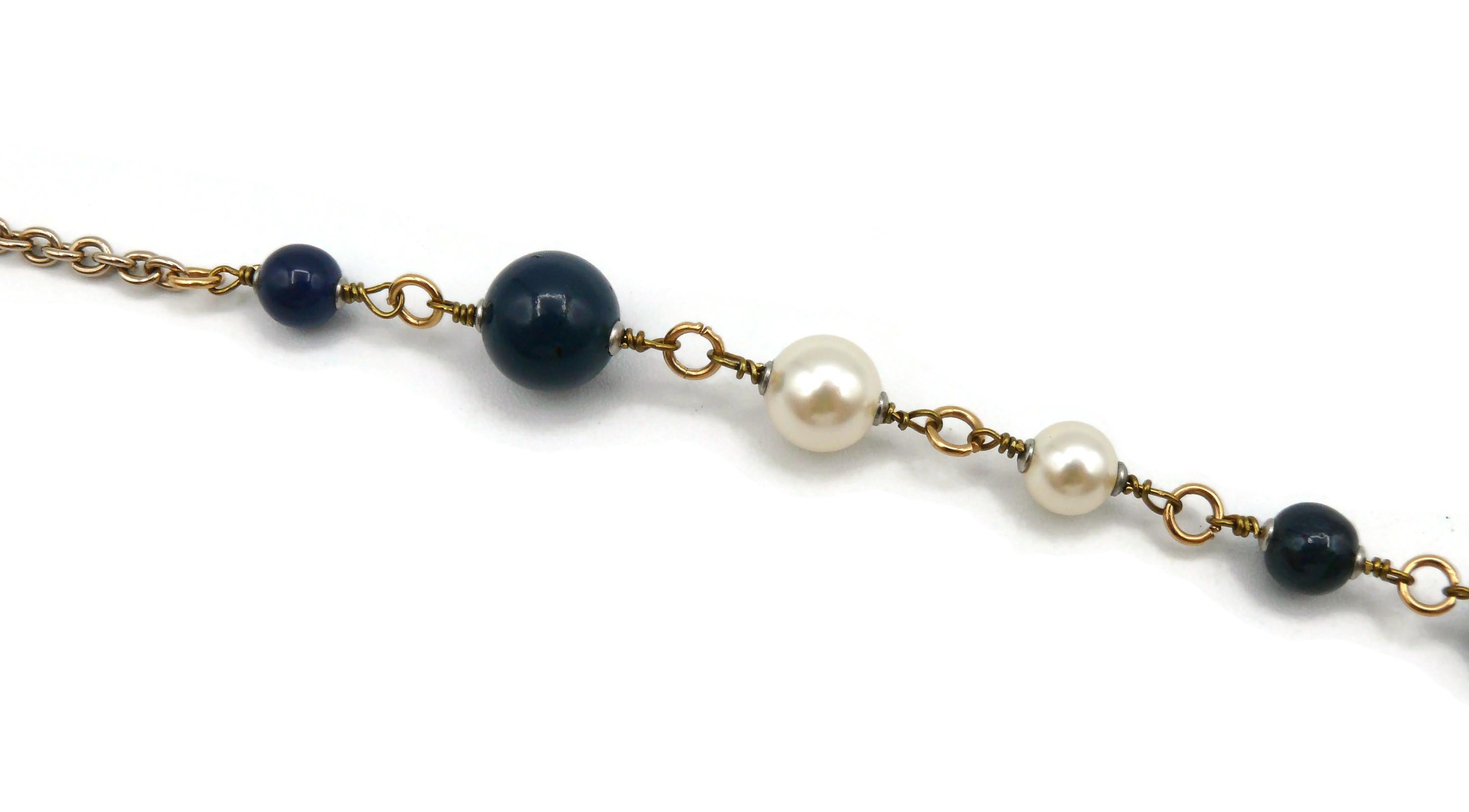 CHANEL CC Logos Faux Pearls, Black & Blue Resin Beads Necklace, 2016 1