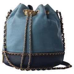Chanel CC Lovely Chained Bucket Bag Lambskin Leather Navy Gold HW, 2018-19