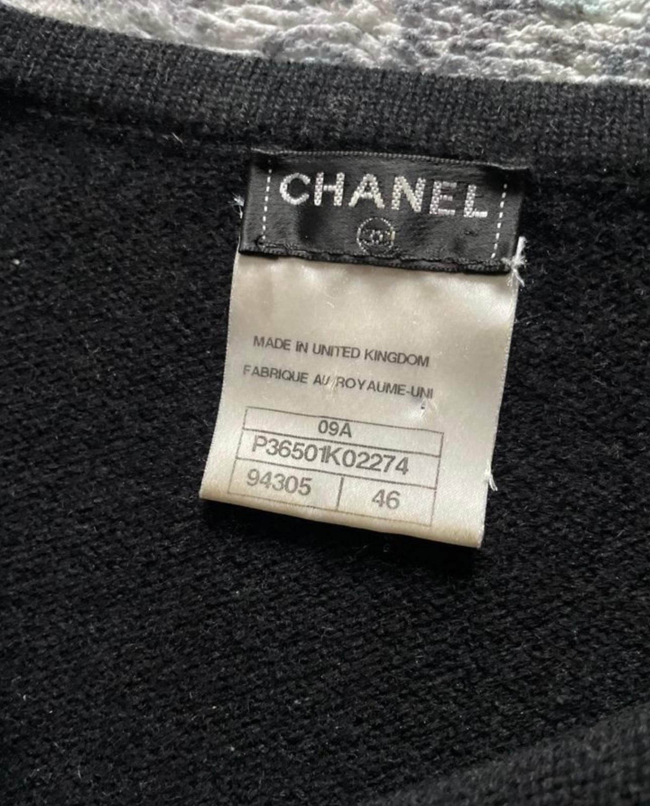 Chanel CC Lucky Clover Patch Black Cashmere Dress For Sale 4