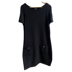 Chanel CC Lucky Clover Patch Black Cashmere Dress