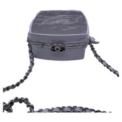 CHANEL CC Make-Up Box Clutch with Chain Mini White Quilted Lambskin Gold Hardwar