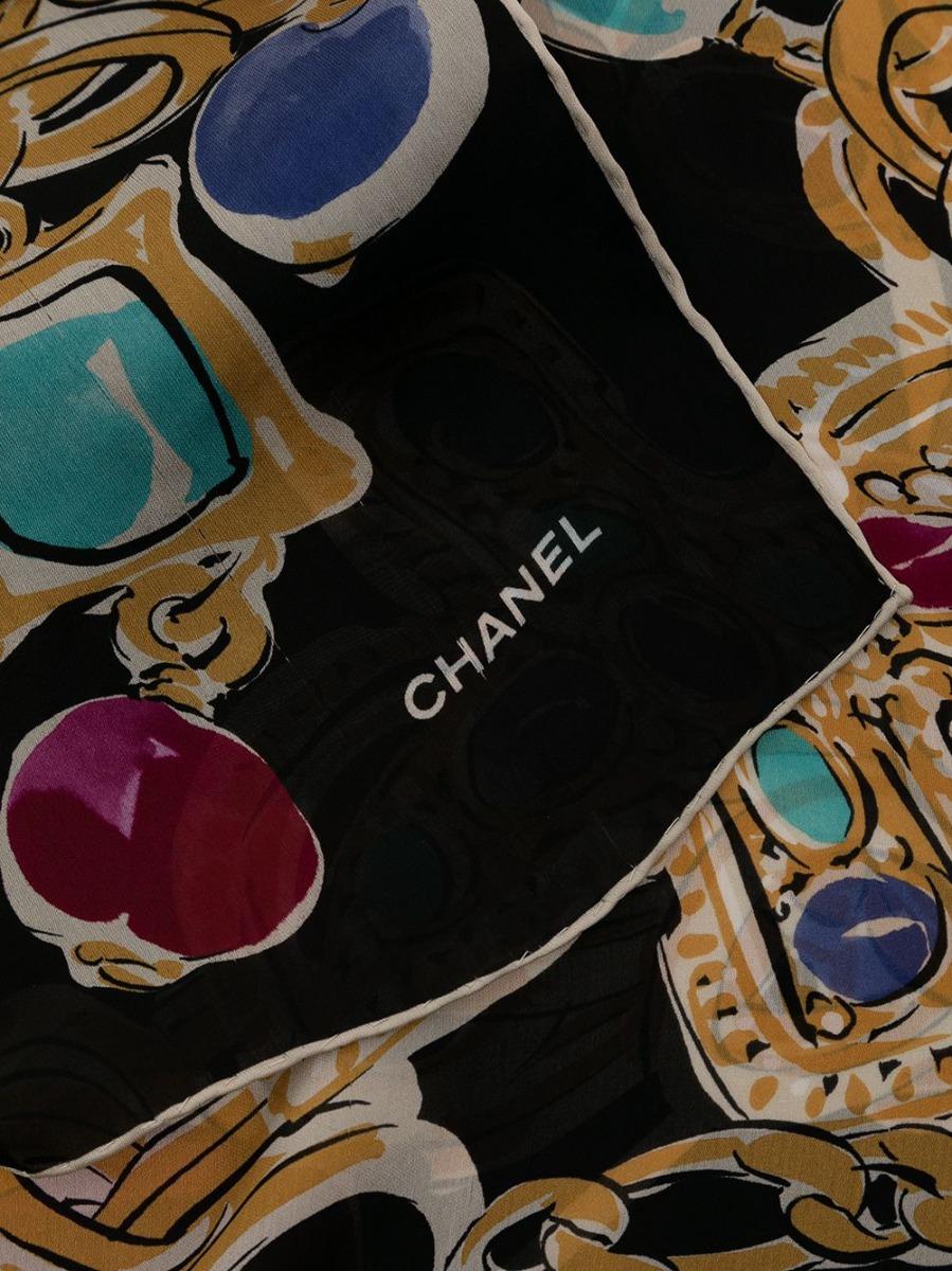 Chanel CC Maltese Cross Jewelled Silk Scarf  In Excellent Condition In London, GB