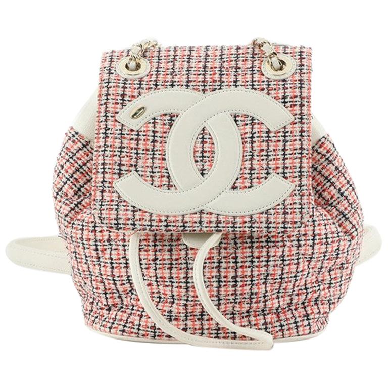Chanel CC Mania Backpack Tweed with Lambskin Small at 1stDibs