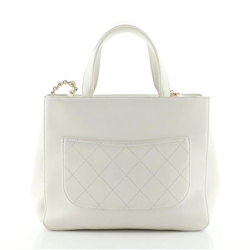 Chanel CC Mania Shopping Tote Lambskin Small In Good Condition In NY, NY