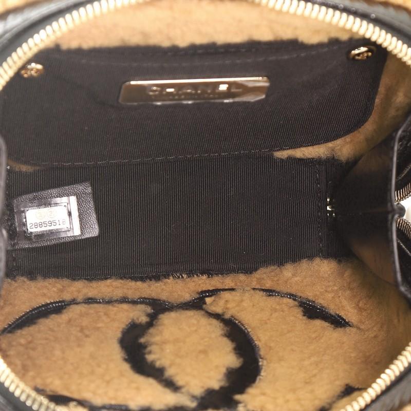 Beige Chanel CC Mania Waist Bag Shearling and Shiny Crumpled Sheepskin Small