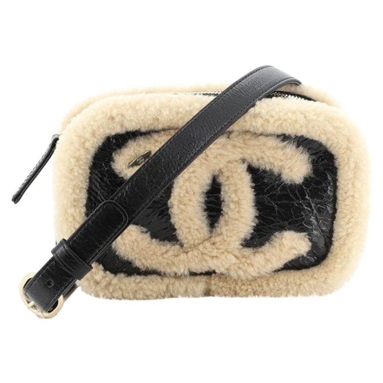 Chanel CC Mania Waist Bag Shearling and Shiny Crumpled Sheepskin Small