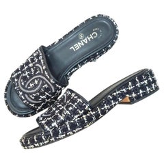 Chanel CC Mesh Tweed Slide Mules