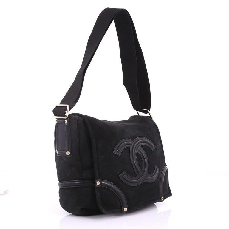 Chanel CC Messenger Bag Suede Medium at 1stDibs