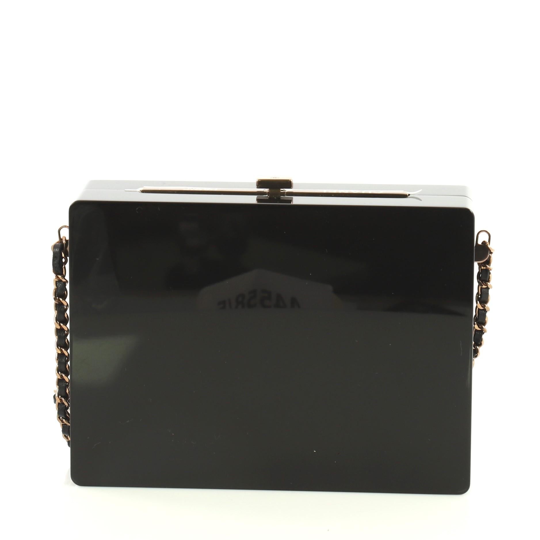 Black Chanel CC Minaudiere Clutch Strass Embellished Plexiglass