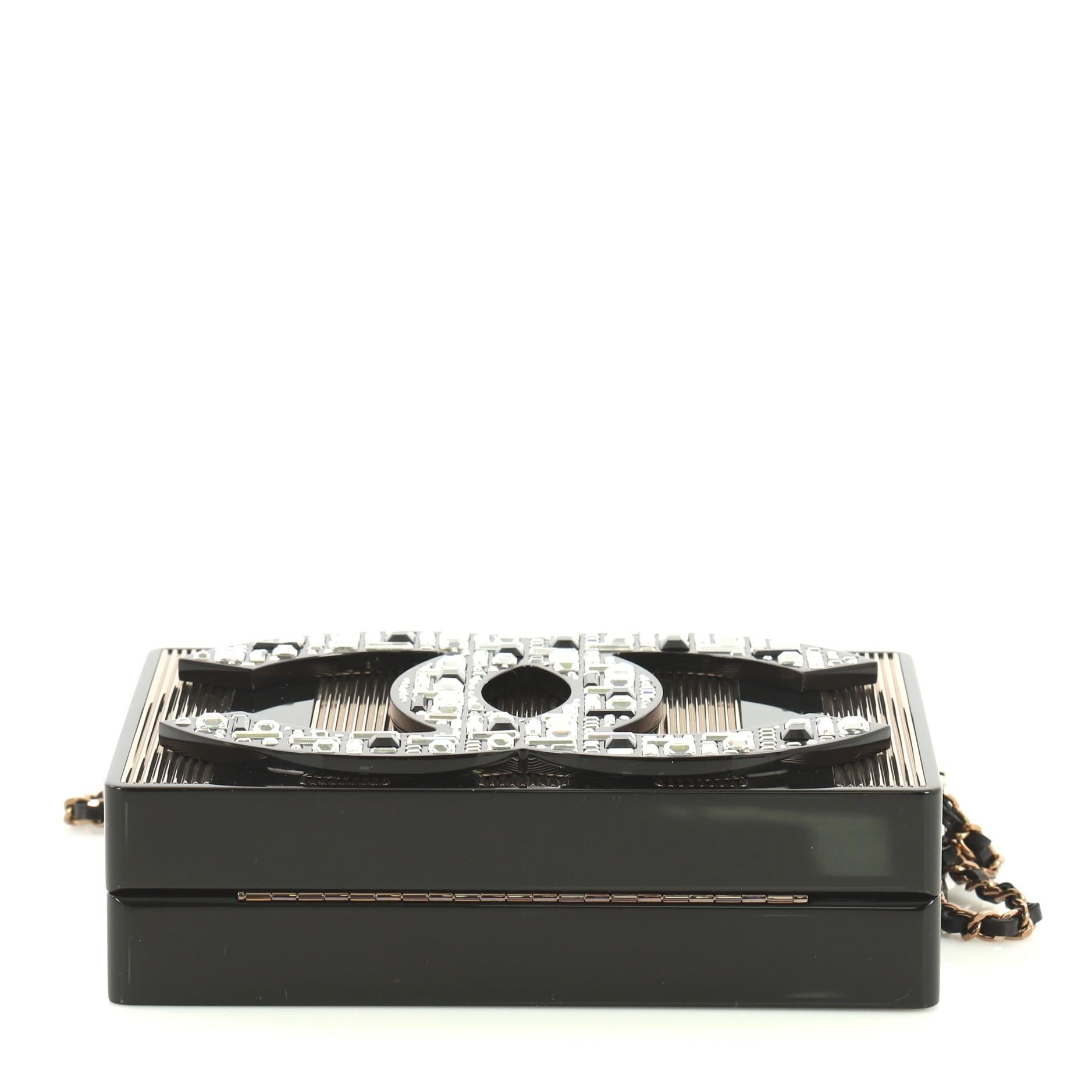 Chanel CC Minaudiere Clutch Strass Embellished Plexiglass In Excellent Condition In NY, NY