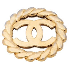Chanel CC Mirror Gold Tone Brooch (2005)