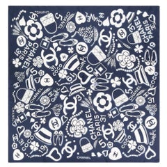 Chanel CC Motif Print Silk Scarf 