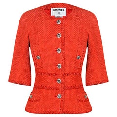Chanel CC Nightingale boutons veste en tweed corail