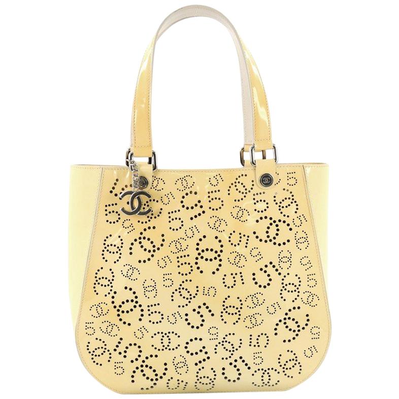 Chanel CC No.5 Shopping Tote Perforated Patent Medium