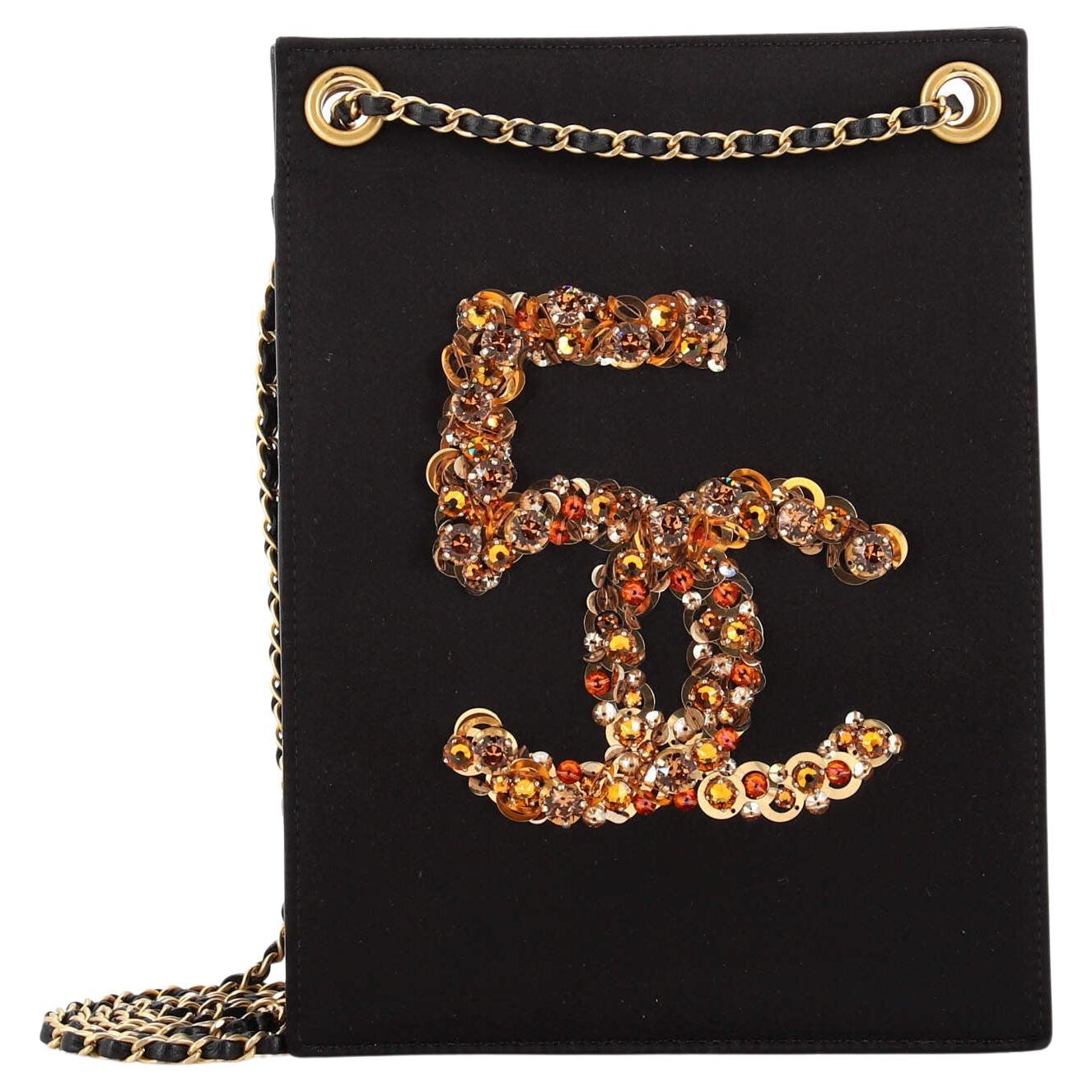 Chanel CC No.5 Shoulder Bag Sequin Embellished Satin Small