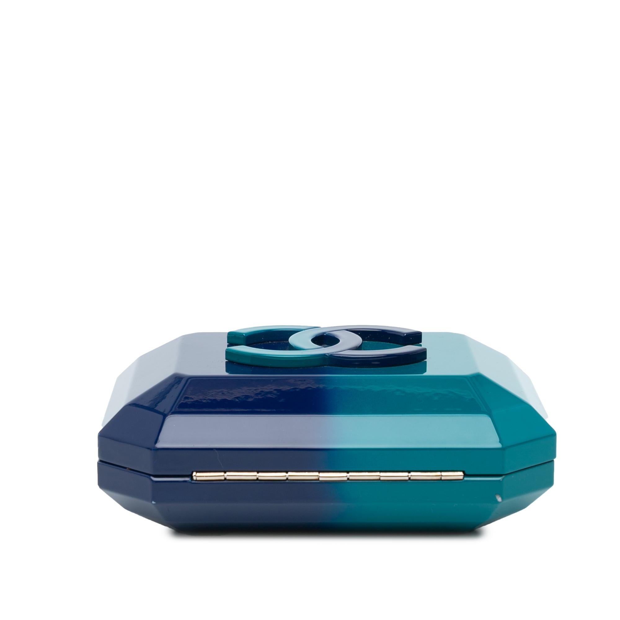 Blue Chanel CC Ombre Acrylic Clutch on Chain For Sale