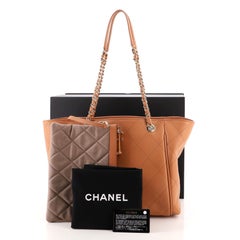 Chanel CC Open Shopping Tote Stitched Leather Large