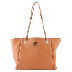 Chanel CC Open Shopping Tote Stitched Leather Large