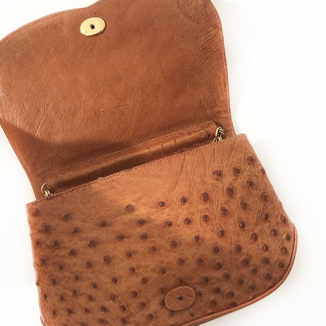 Chanel “CC” Ostrich Shoulder Chain Bag (Vintage 1992) 4