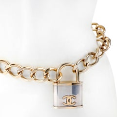 Chanel CC Oversized Padlock Necklace Gold Silver