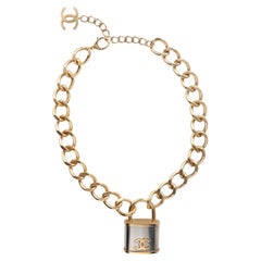 Chanel CC Oversized Padlock Necklace Gold Silver