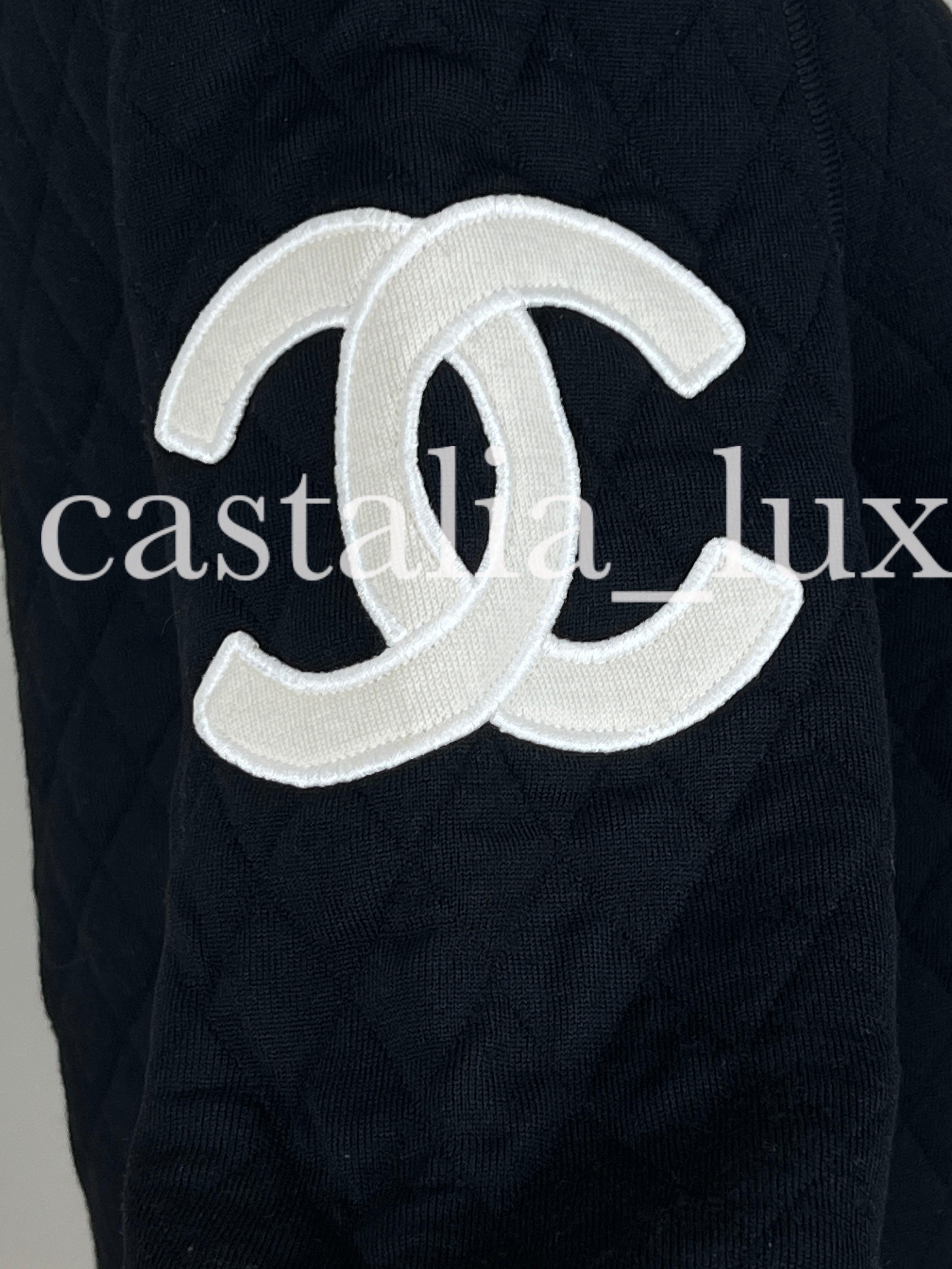 Chanel Rare CC Patch Quilted Bomber Jacket 4