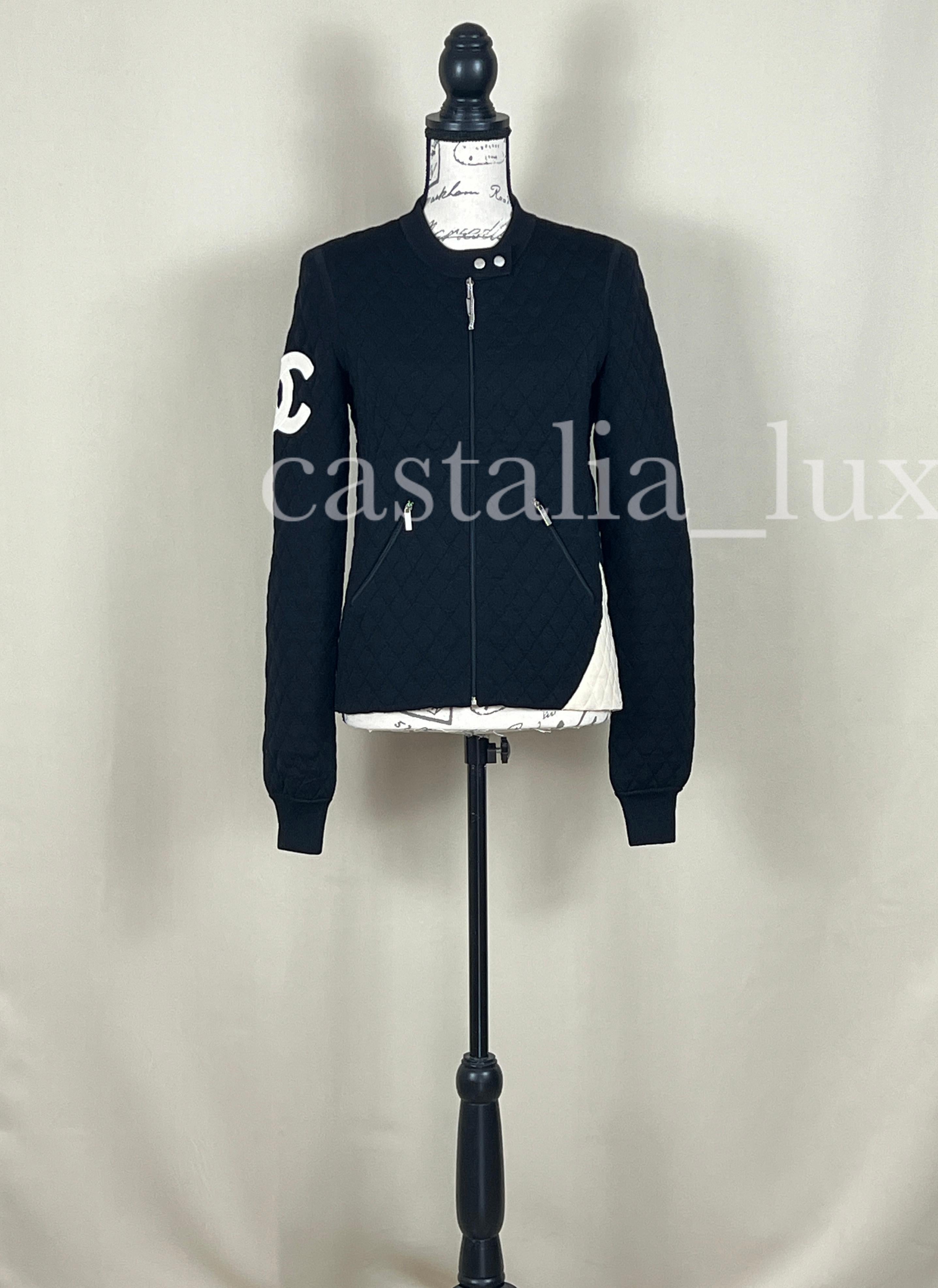 Chanel Rare CC Patch Quilted Bomber Jacket 6