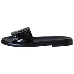 Chanel CC Patent Leather Slides