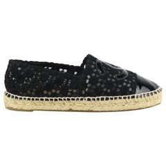 Chanel Cc Patent Leather Trimmed Crochet Espadrilles EU 38 UK 5 US 8