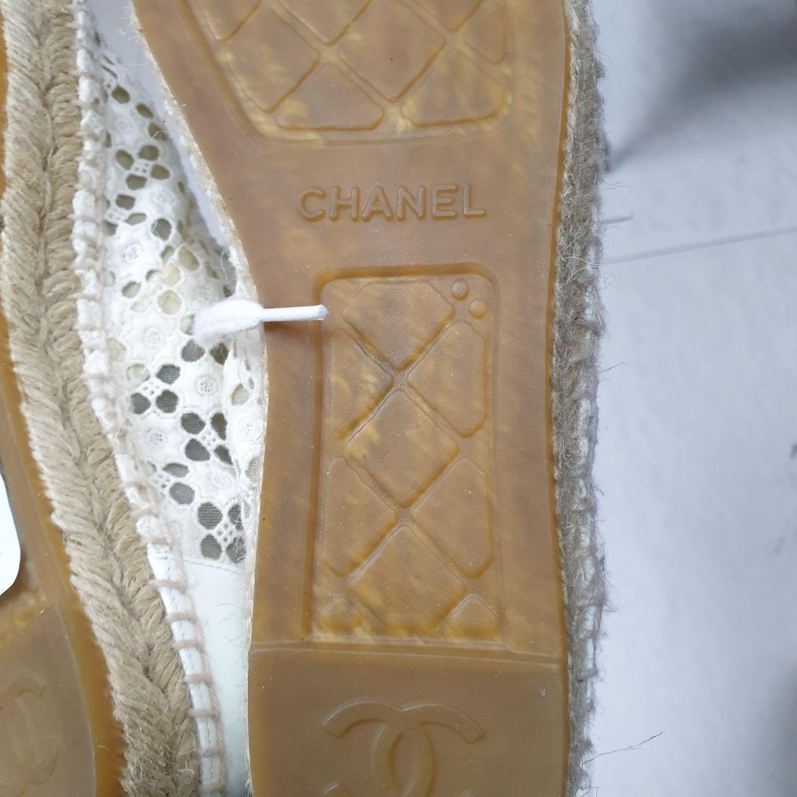 Gray Chanel Cc Patent Leather Trimmed Crochet Espadrilles For Sale