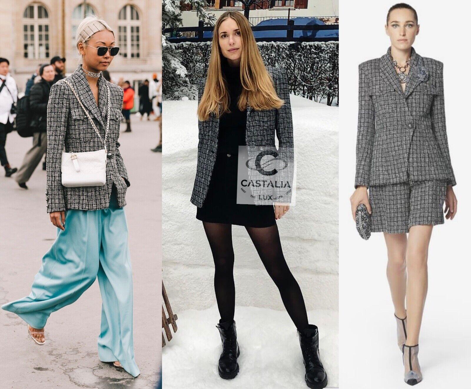 Chanel CC Pearl Buttons Black Shimmer Tweed Jacket 42 FR im Zustand „Hervorragend“ im Angebot in Dubai, AE