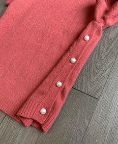 Chanel CC Pearl Buttons Coral Cashmere Jumper