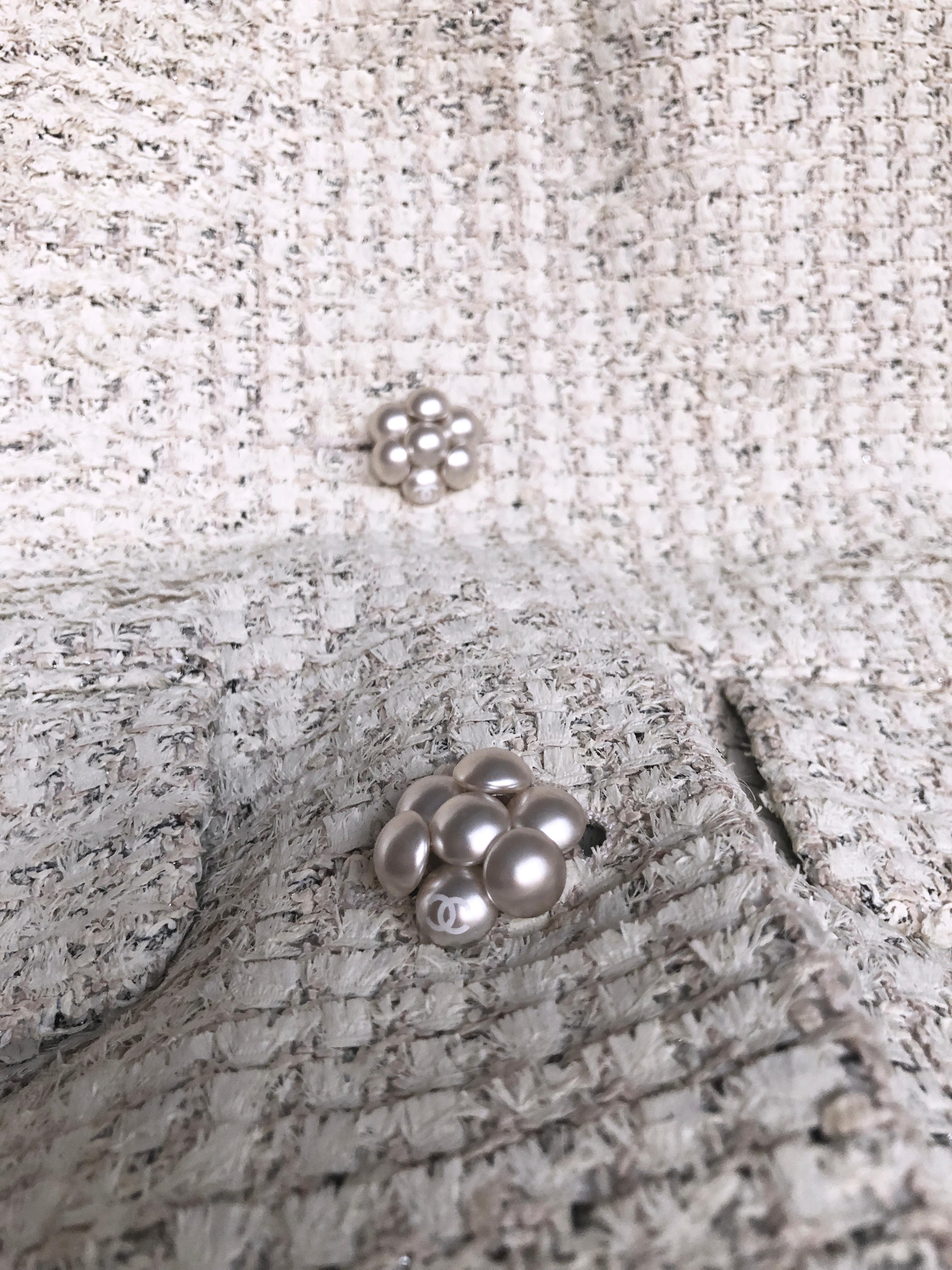 Chanel CC Pearl Buttons Ribbon Tweed Dress 7