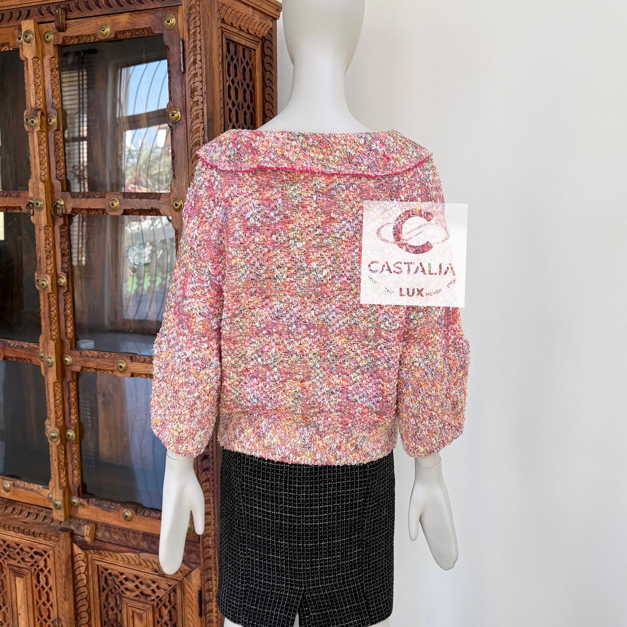 Chanel CC Bottoni di perle in tessuto Lesage Tweed in colori pastello 40 FR in vendita 10