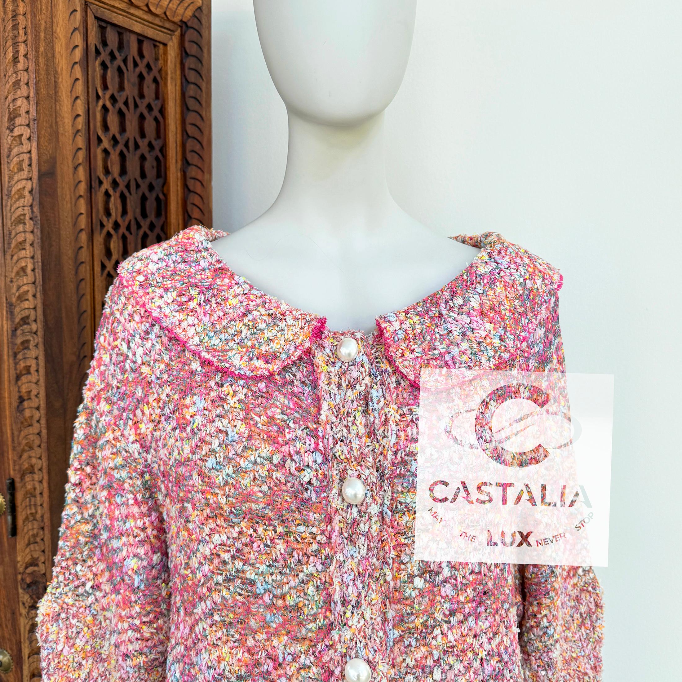 da uomo o donna Chanel CC Bottoni di perle in tessuto Lesage Tweed in colori pastello 40 FR in vendita