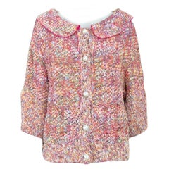 Chanel CC Pearl Buttons Woven Lesage Tweed Jacket in Pastels 40 FR