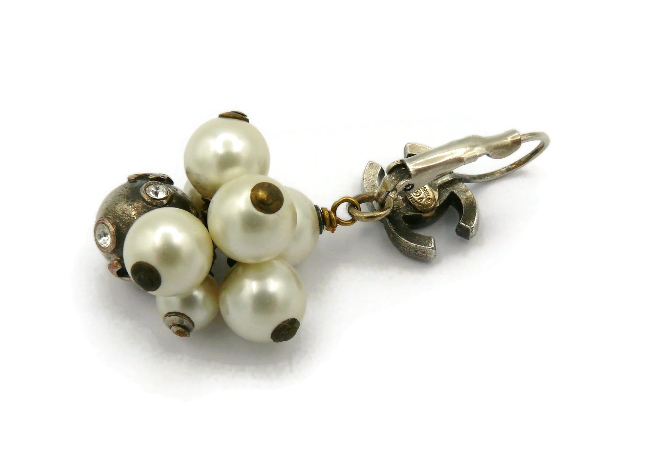 CHANEL CC Pearl Cluster Keeper Earrings, Fall 2004 For Sale 5