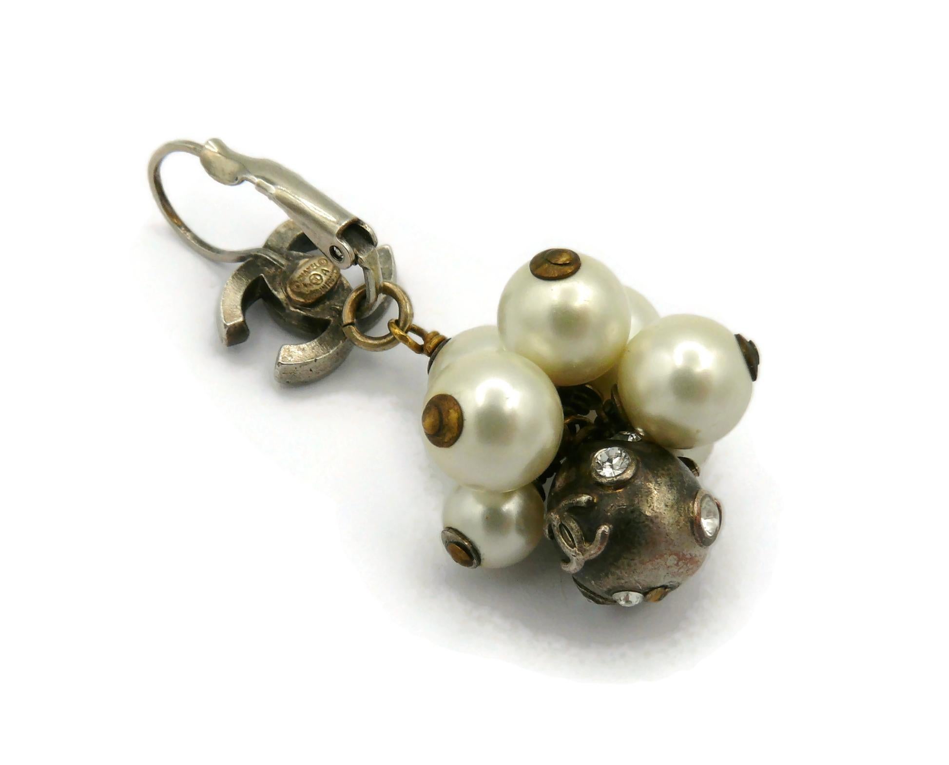 CHANEL CC Pearl Cluster Keeper Earrings, Fall 2004 For Sale 6