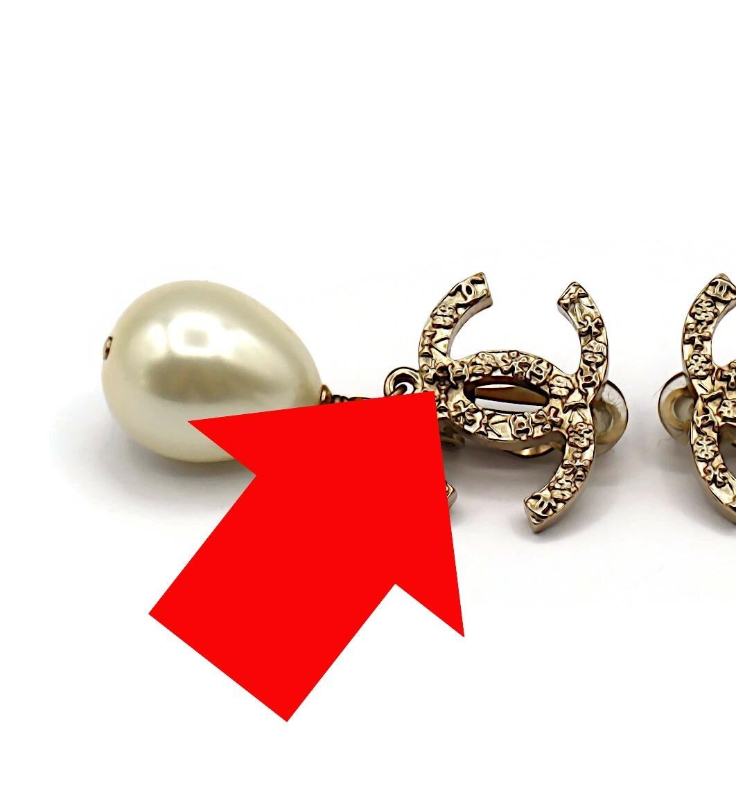 CHANEL CC Pearl Dangling Earrings For Sale 8