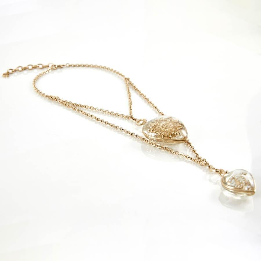 Chanel CC  Pearl Transparent Resin Gold Toned Long Necklace 3