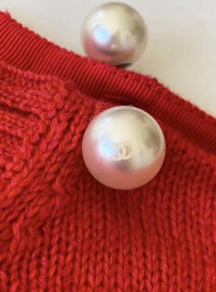 Chanel CC Pearls Red Cashmere Dress