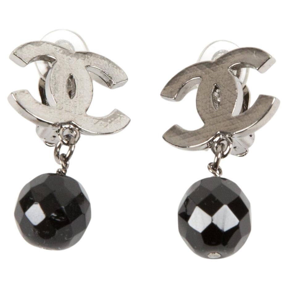Chanel CC Pendant Black Bead Clip-On Earrings For Sale
