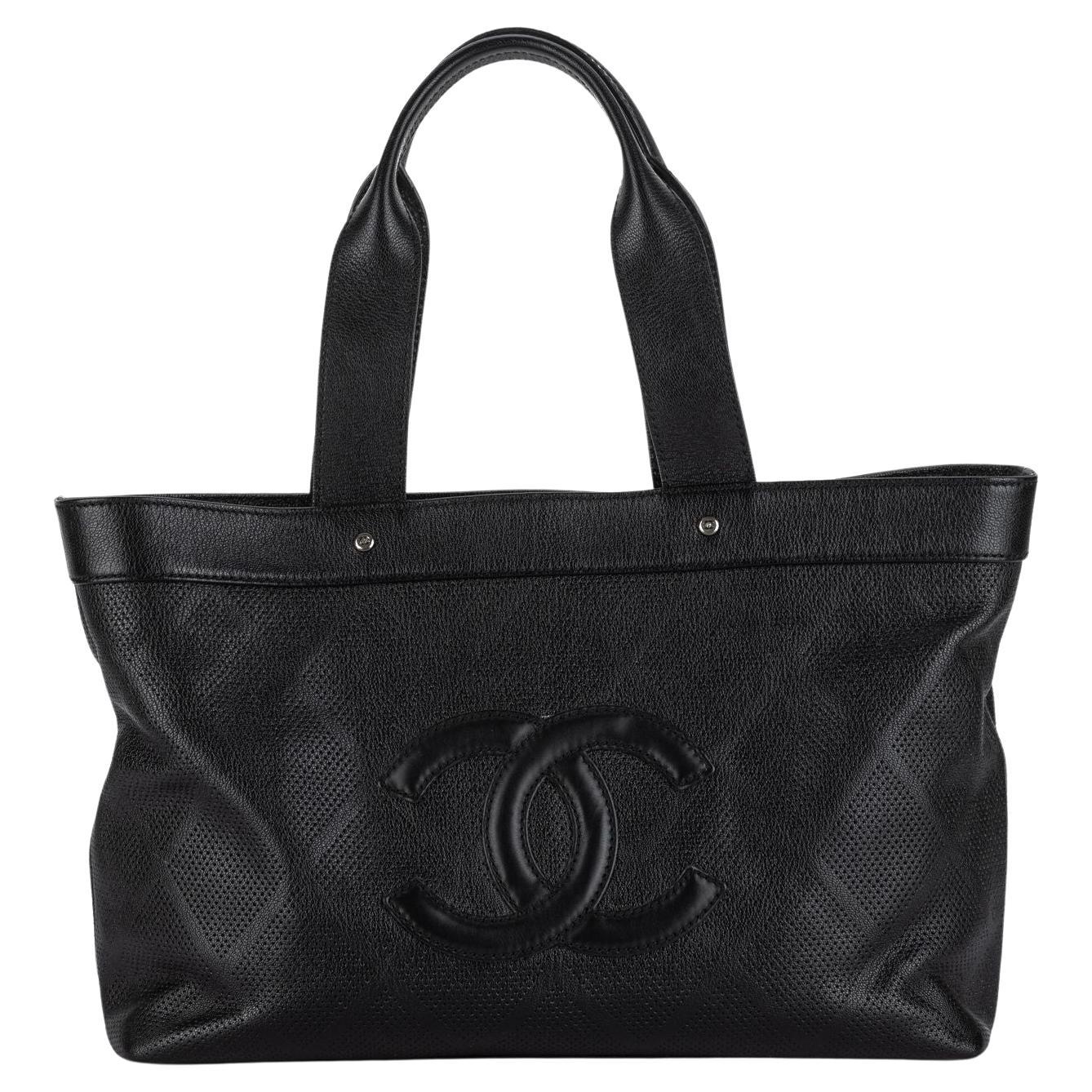 Chanel CC Perforated Leather Black Tote